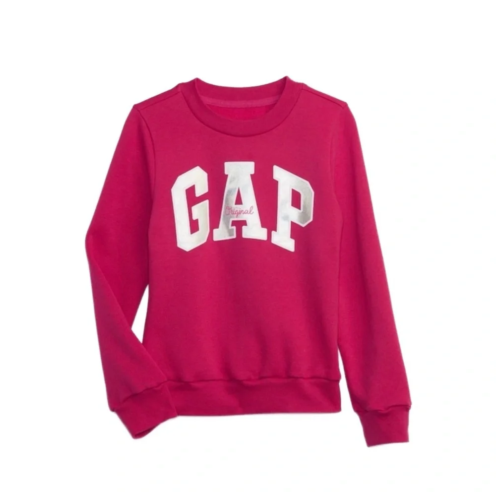 GAP KIDS GIRLS METALLIC LOGO SWEATSHIRT - PINK SIZE SMALL (NEW WITH TAGS) A13